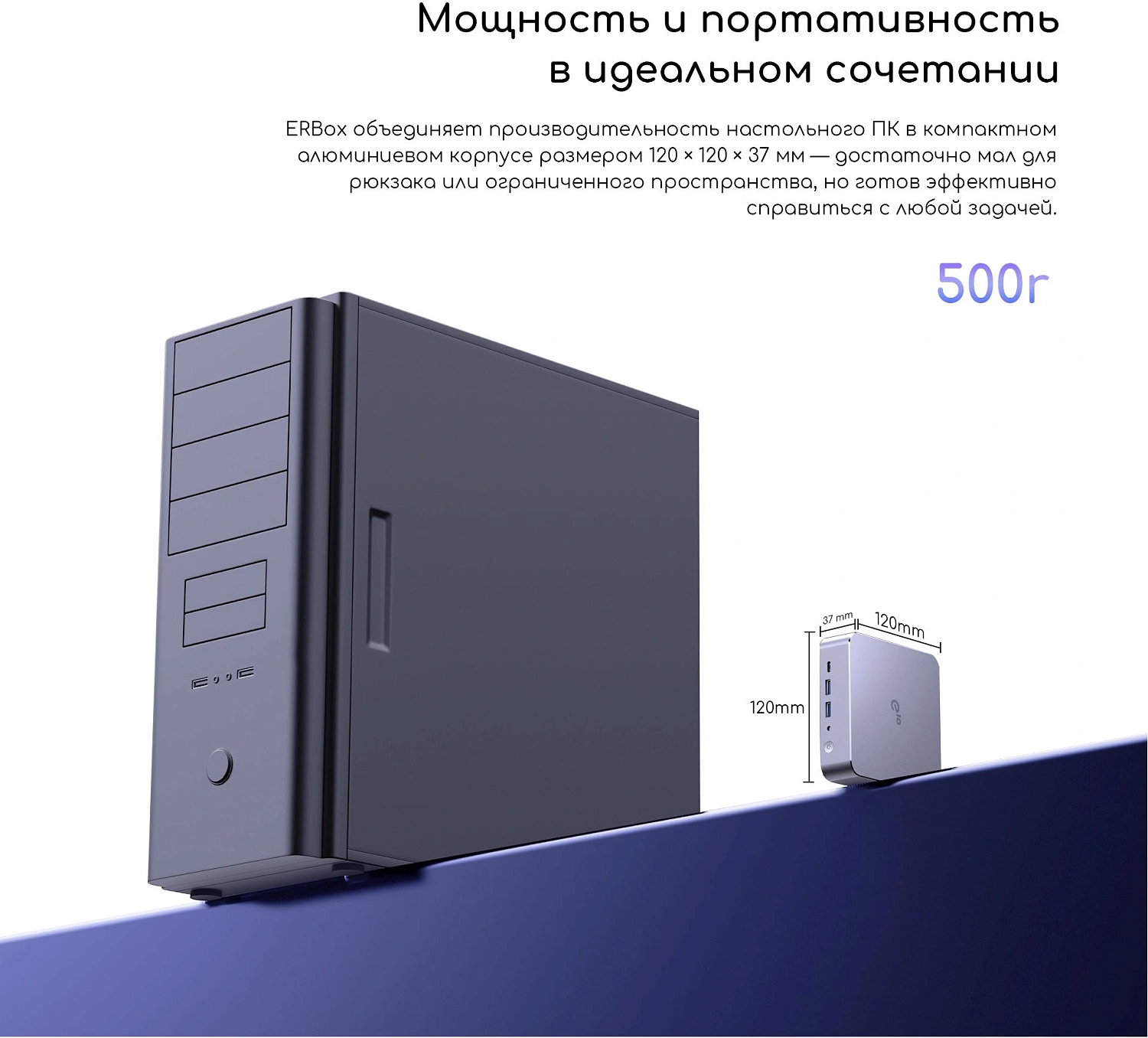 Неттоп Acer Gadget E10 ERBox Ryzen 7 8745HS (3.8) 16Gb SSD512Gb UHDG Windows 11 Pro 2xGbitEth WiFi BT 120W черный (1747236)