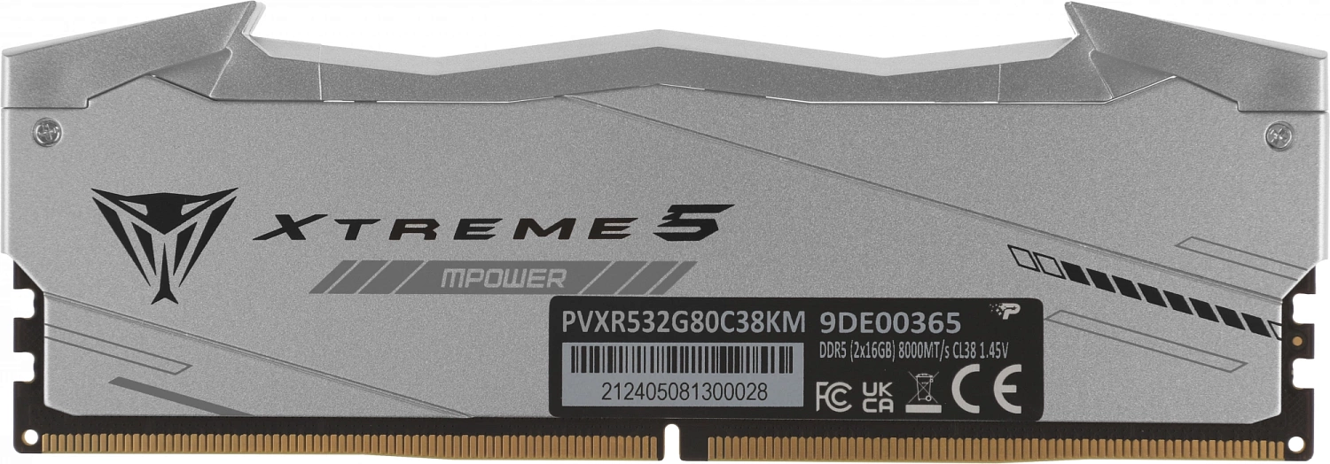 Память DDR5 2x16GB 8000MHz Patriot PVXR532G80C38KM Viper Xtreme 5 RGB RTL PC5-60800 CL38 DIMM 288-pin 1.45В Ret
