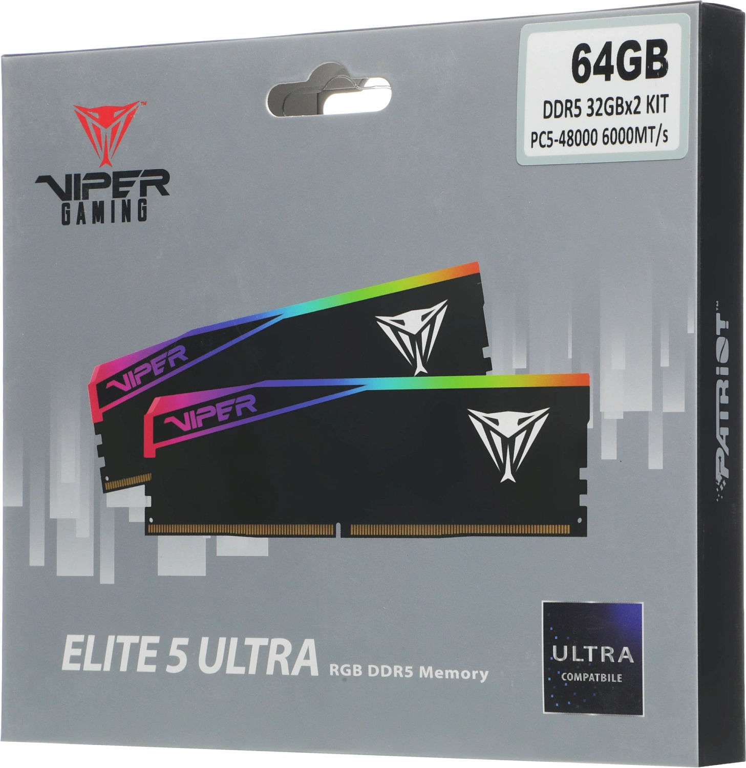 Память DDR5 2x32GB 6000MHz Patriot VEUR564G6028K Viper Elite 5 Ultra RTL PC5-48000 CL28 DIMM 288-pin 1.4В kit single rank Ret