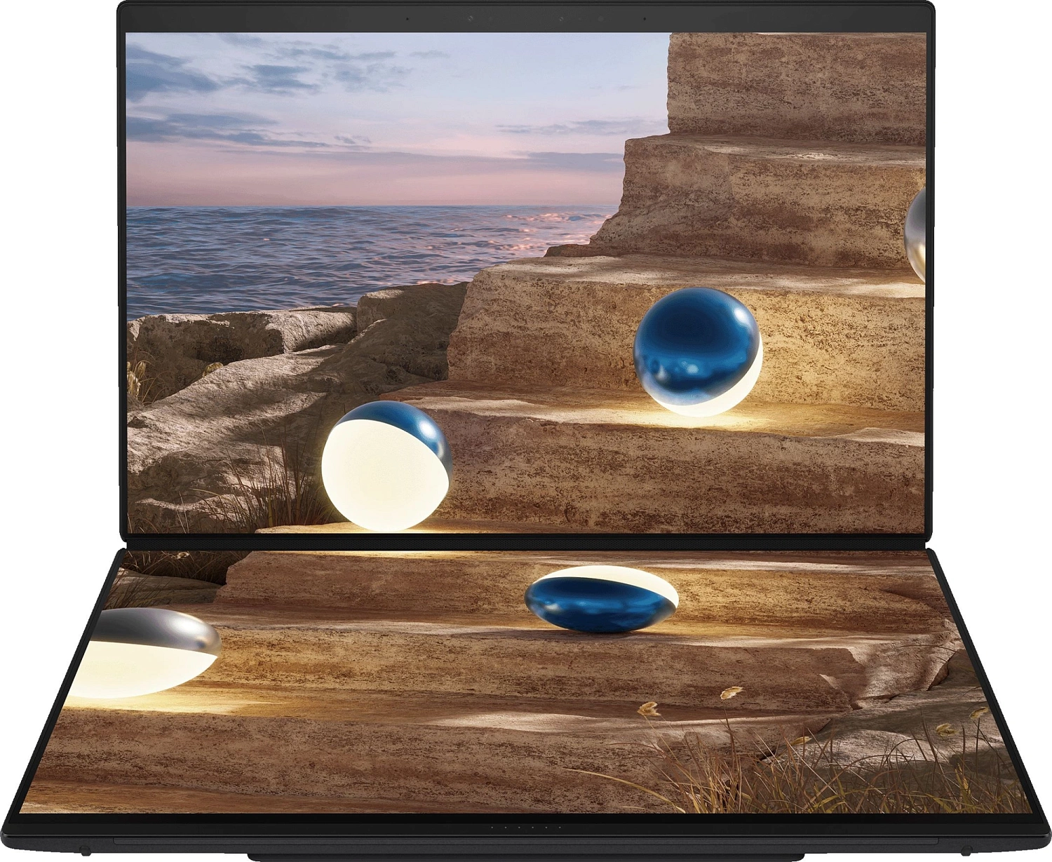 Ноутбук Asus ZenBook Duo UX8407AA-SN426X Core Ultra X7 358H 32Gb SSD1Tb Intel Arc 14" OLED Touch 3K (2880x1800) Windows 11 Pro grey WiFi BT Cam (90NB16V1-M00P90)