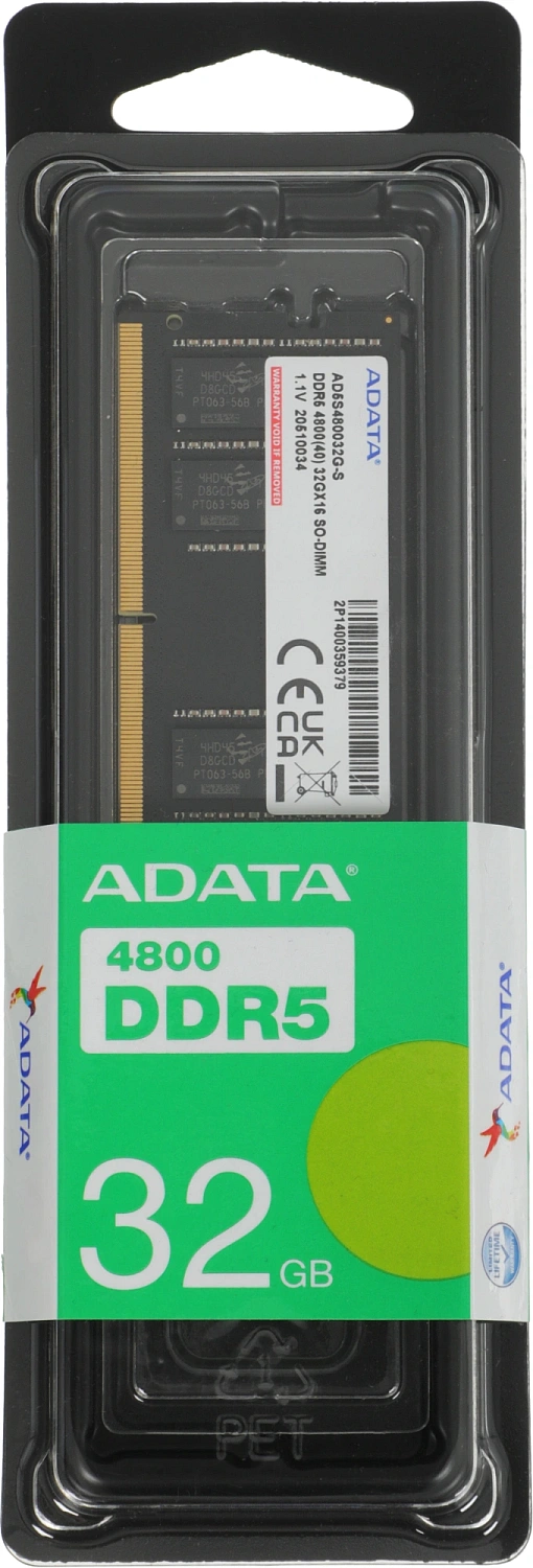 Оперативная память ADATA DDR5 SO-DIMM 32GB 4800MHz 1*32GB 40-40-40 SINGLE TRAY