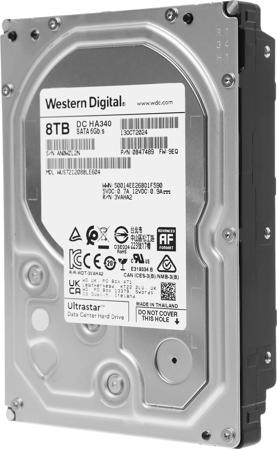 Жесткий диск WD SATA-III 8TB WUS721208BLE604 Ultrastar DC HC340 512E (7200rpm) 256Mb 3.5"