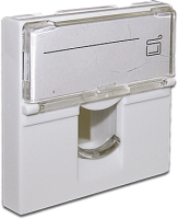 Вставка 45x45 на 1 модуль, со шторкой и увеличенным окном маркировки, белая