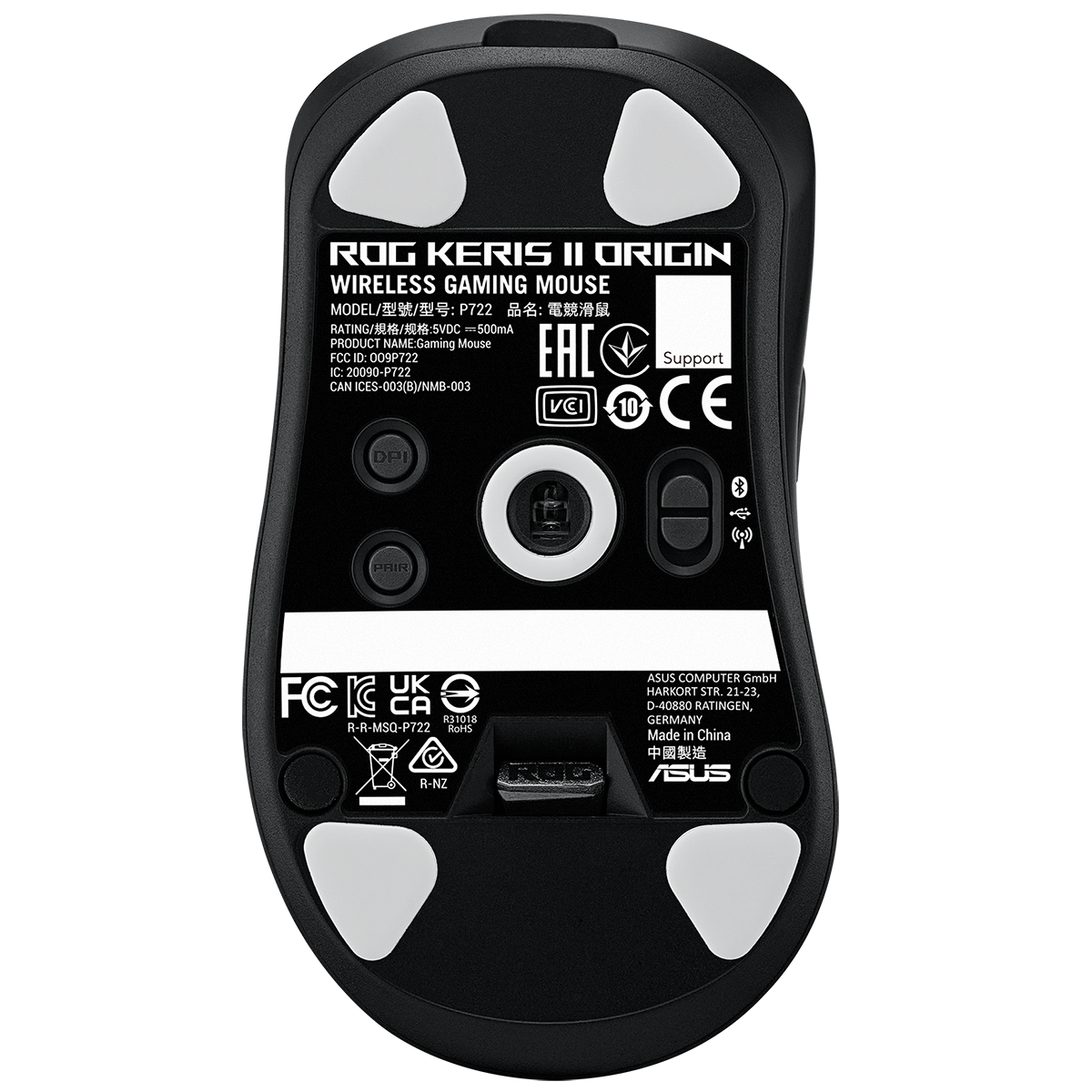 Мышь ASUS ROG KERIS II ORIGIN, 54g, Wired, 2.4GHz RF, Bluetooth 5.1, 42K DPI sensor, 5 Programmable Buttons, Black Мышь ASUS ROG KERIS II ORIGIN, 54g, Wired, 2.4GHz RF, Bluetooth 5.1, 42K DPI sensor, 5 Programmable Buttons, Black