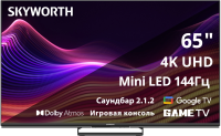 Телевизор LED Skyworth 65" 65X87G Google TV Frameless черный/серебристый 4K Ultra HD 60Hz DVB-T DVB-T2 DVB-C DVB-S DVB-S2 USB WiFi Smart TV