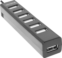Разветвитель USB 2.0 Defender Quadro Swift 7порт. черный (83203)