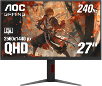 Монитор AOC 27" Q27G4ZMN черный VA LED 1ms 16:9 HDMI матовая HAS Piv 5000:1 450cd 178гр/178гр 2560x1440 240Hz DP Quad 2K (1440p) 7.05кг