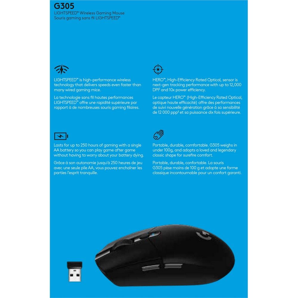 Мышь Logitech G305 Lightspeed черный оптическая (12000dpi) беспроводная USB (5but) Мышь Logitech G305 Lightspeed черный оптическая (12000dpi) беспроводная USB (5but)