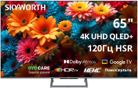 Телевизор QLED Skyworth 65" 65Q67H Google TV Frameless черный/серебристый 4K Ultra HD 60Hz DVB-T DVB-T2 DVB-C DVB-S DVB-S2 USB WiFi Smart TV