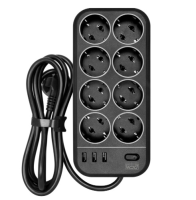 Аксессуар к источникам бесперебойного питания Powercom сетевой фильтр, 3 метра, 8 розеток, 3xUSB, 16А/4кВт, cечение провода: 3х1,5мм2, цвет черный, 1 год гарантии (1928707) (незначительное повреждение коробки)