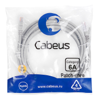 Патч-корд U/UTP, категория 6а (10G), 2xRJ45/8p8c, LSZH, 5м Cabeus PC-UTP-RJ45-Cat.6a-5m-LSZH Патч-корд U/UTP, категория 6а (10G), 2xRJ45/8p8c, неэкранированный, серый, LSZH, 5м