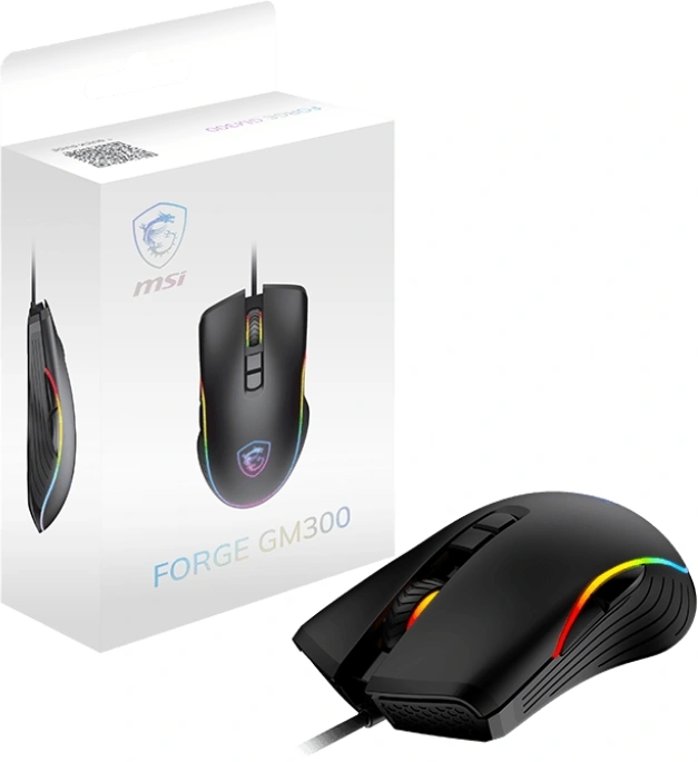 Мышь проводная Mouse MSI FORGE GM300, Wired, 118g, DPI 7200, Symmetrical design, RGB LED, black Мышь проводная Mouse MSI FORGE GM300, Wired, 118g, DPI 7200, Symmetrical design, RGB LED, black