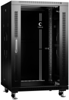 Шкаф коммутационный Cabeus (SH-05C-18U60/60-BK) напольный 12U 600x600мм пер.дв.стекл металл 800кг черный 500мм 988мм IP20 сталь