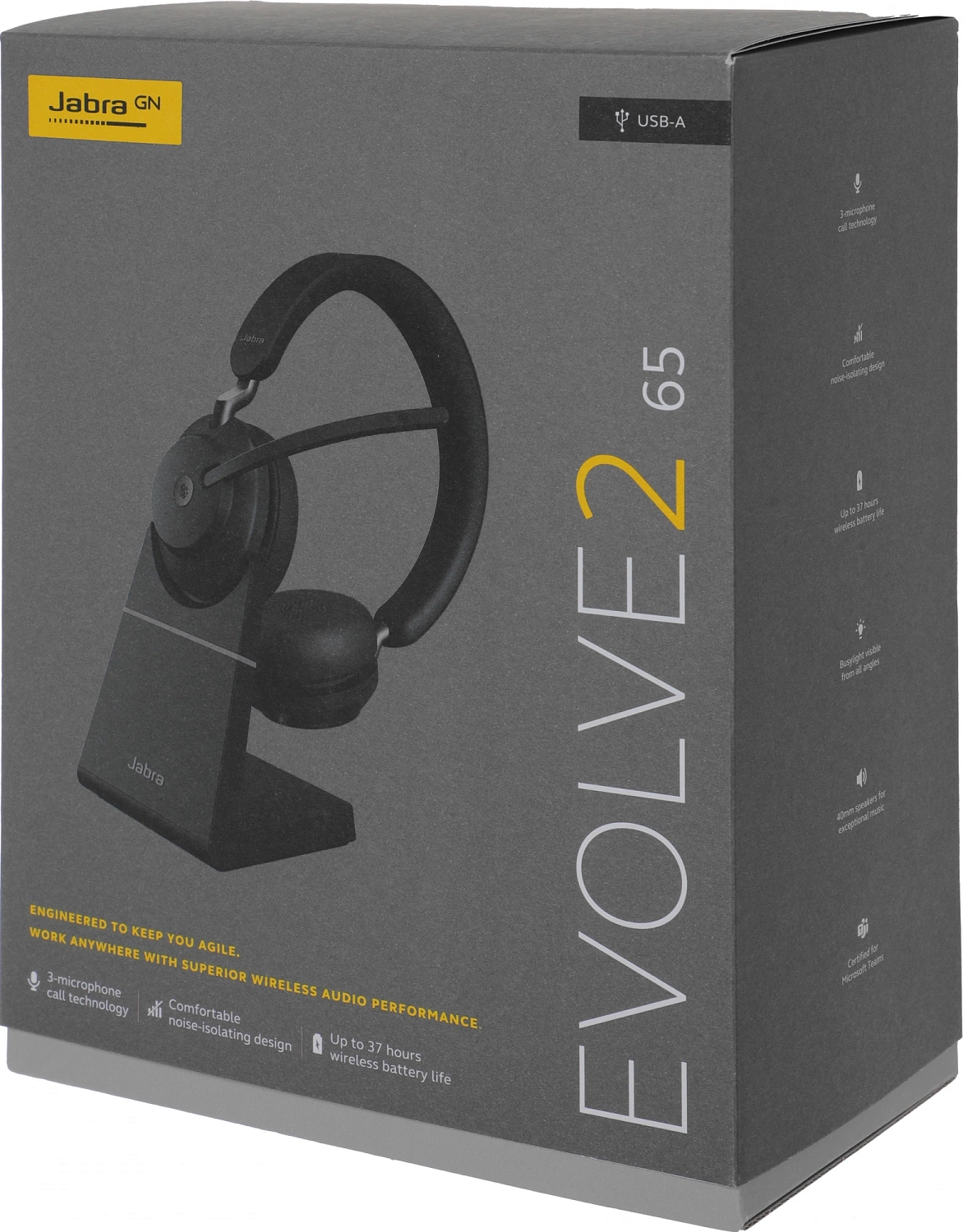 Компьютерная гарнитура Jabra Evolve2 65, Link380a MS Stereo Stand Black