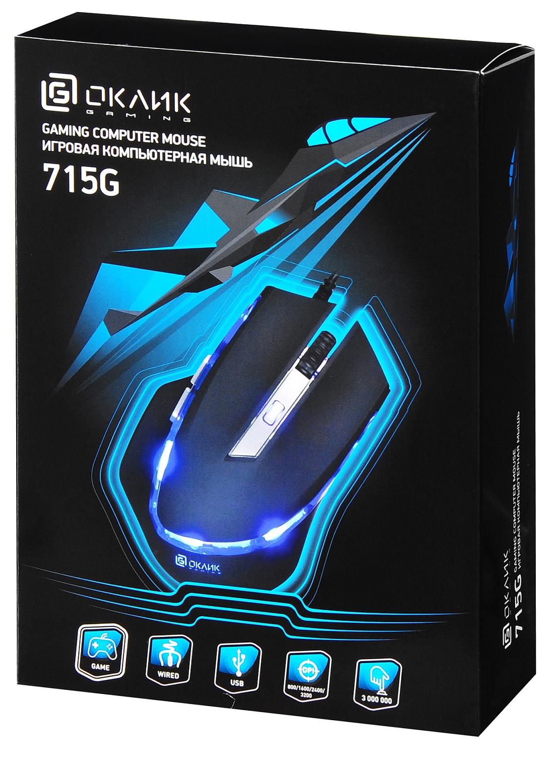 Мышь Оклик 715G черный/серебристый оптическая (3200dpi) USB (6but) Мышь Оклик 715G черный/серебристый оптическая (3200dpi) USB (6but)