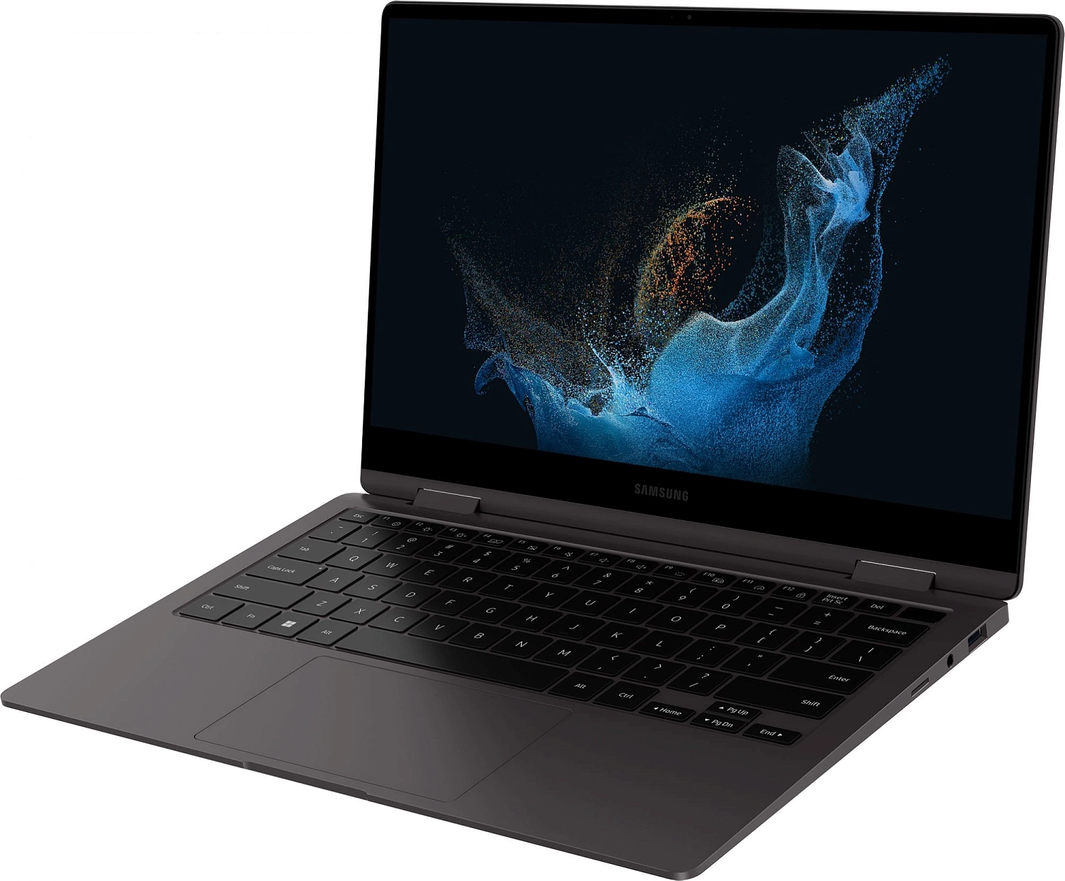 Ноутбук Samsung Galaxy Book 2 360 Core i7 1255U 16Gb SSD512Gb Intel Iris Xe graphics 13.3" AMOLED Touch FHD (1920x1080) Windows 11 Home English graphite WiFi BT Cam (NP730QED-KA1IN)