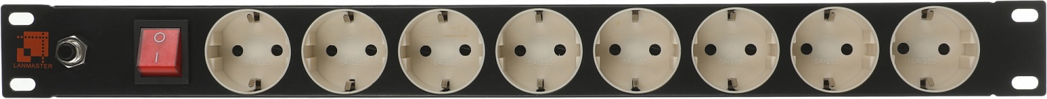 Блок розеток Блок розеток 8 шт. с заземлением, 19", без шнура питания