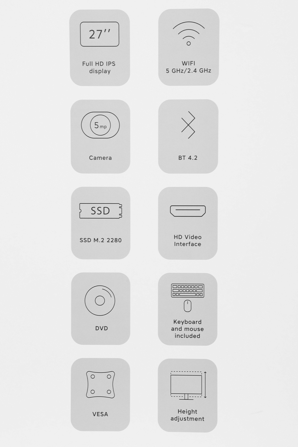 Моноблок Rombica Helios 27" Full HD i3 10100 (3.6) 8Gb SSD256Gb UHDG 630 DVDRW Windows 11 Professional GbitEth WiFi BT клавиатура мышь Cam черный 1920x1080