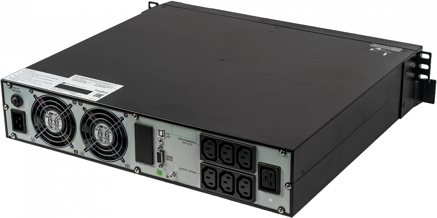 Источник бесперебойного питания Systeme Electric Smart-Save Online SRV, 3000VA/2700W, On-Line, Rack 2U(Tower convertible), LCD, Out: 6xC13+1xC19, SNMP Intelligent Slot, USB, RS-232