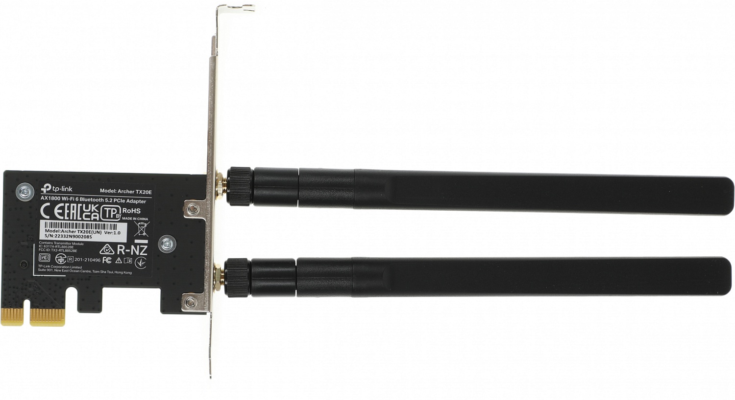 Сетевой адаптер Wi-Fi + Bluetooth TP-Link Archer TX20E AX1800 PCI Express (ант.внеш.съем) 2ант.