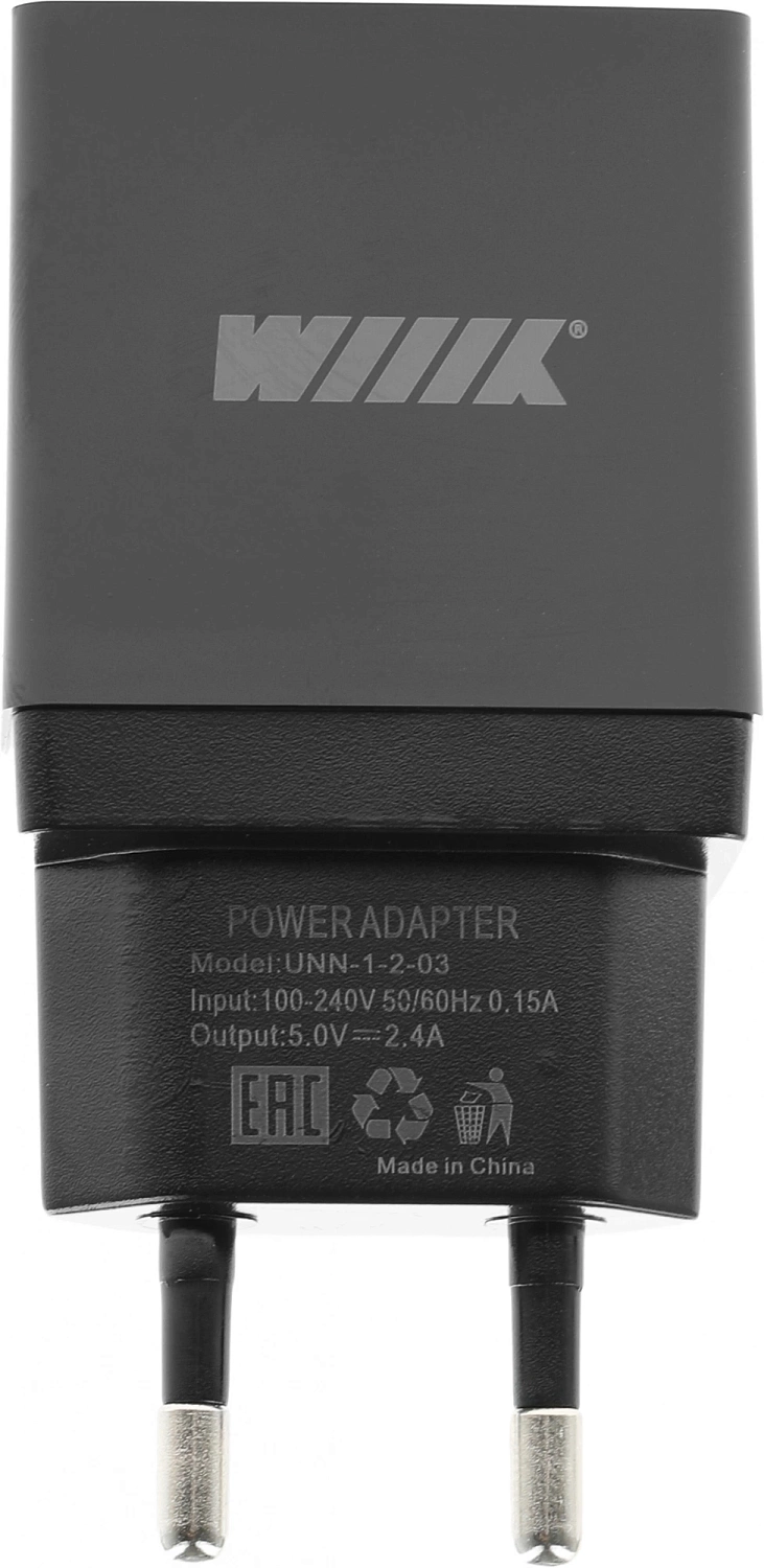 Сетевое зар./устр. Wiiix UNN-1-2-03 2.4A 2xUSB универсальное черный