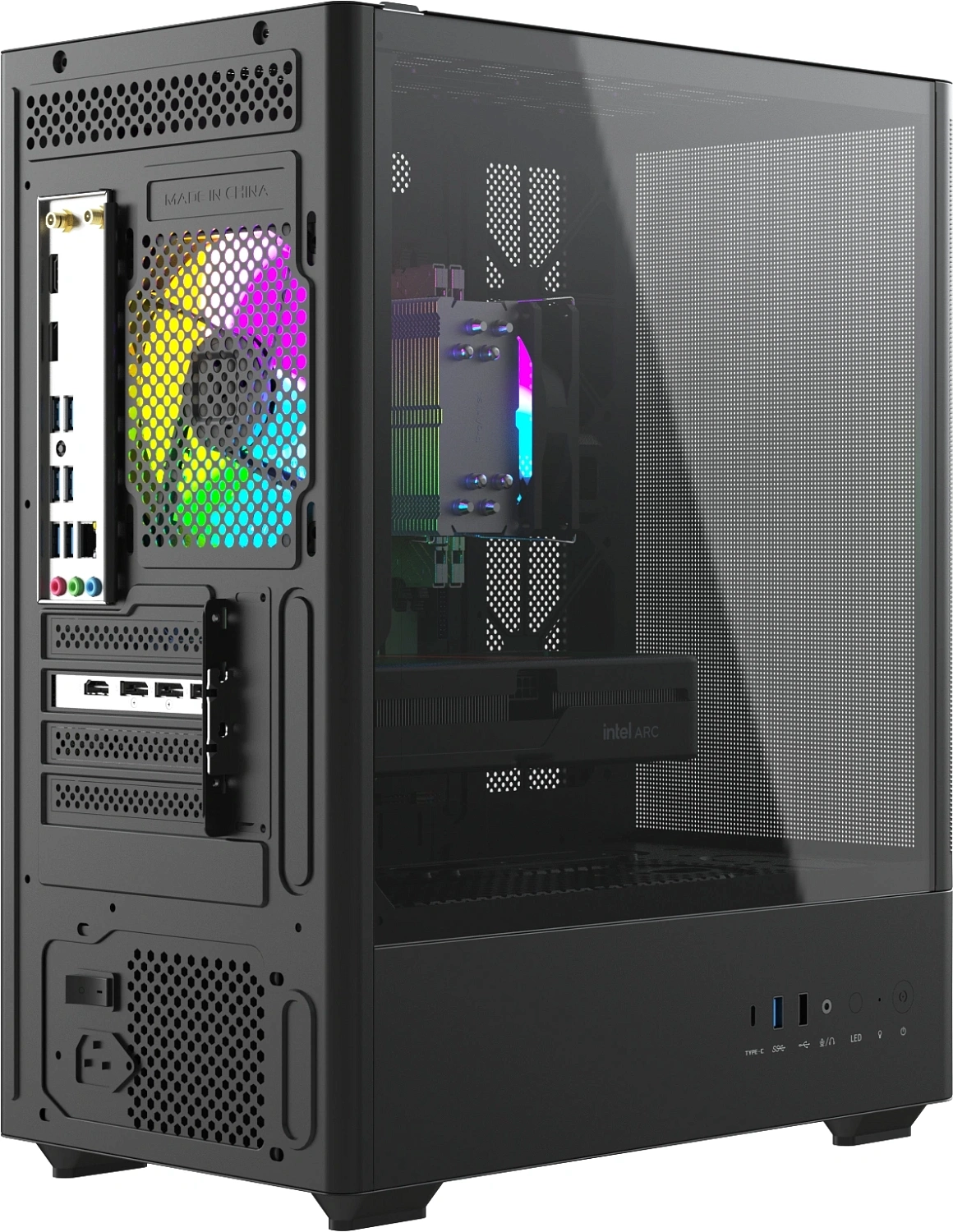 ПК Teclast G03 Ryzen 5 8400F (4.2) 32Gb SSD1Tb Arc B580 12Gb Windows 11 Pro GbitEth WiFi BT 500W черный (G03 8400F32G1TB580BKRU)