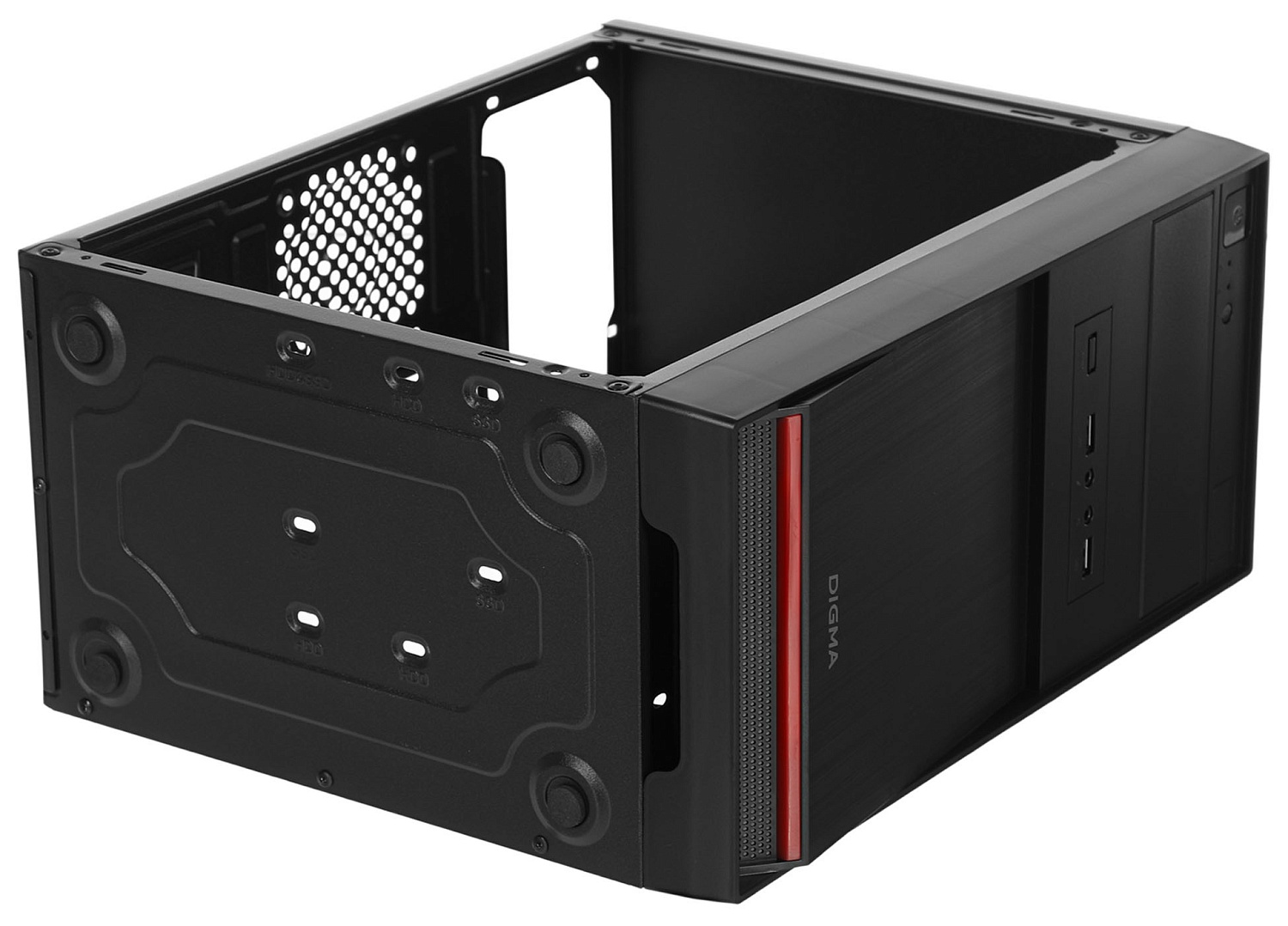 Корпус Digma DC-MATX100-U2 черный без БП mATX 1x80mm 2x120mm 2xUSB2.0 audio