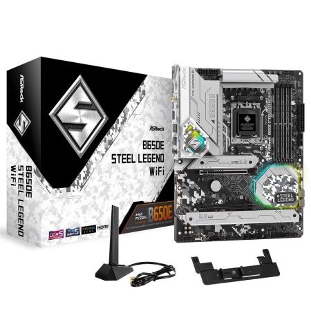 Материнская плата ASROCK B650E STEEL LEGEND WIFI, AM5, B650, 4*DDR5, HDMI+DP, 4xSATA3 6.0, M.2 Socket, RAID, USB 3.2, USB 2.0, Type-C, ATX