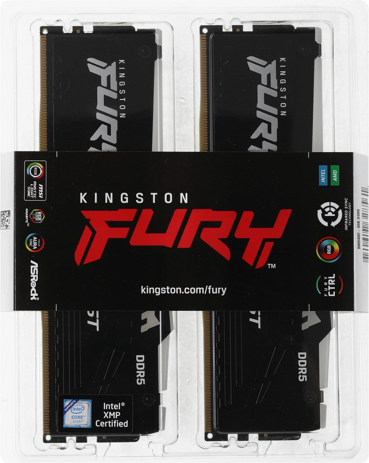 Память DDR5 2x16Gb 5200MHz Kingston KF552C40BBAK2-32 Fury Beast RGB RTL Gaming PC5-41600 CL40 DIMM 288-pin 1.25В single rank с радиатором Ret