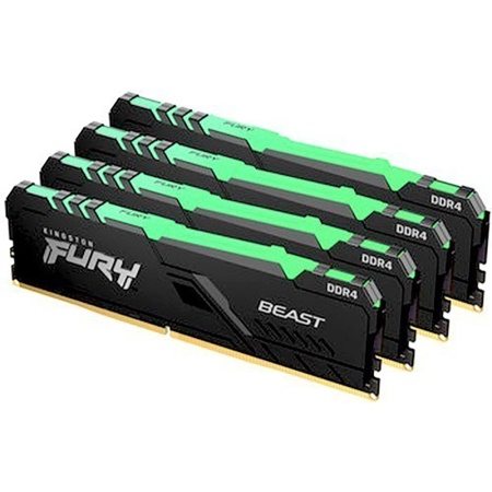 64GB Kingston DDR4 3200 DIMM FURY Beast Black RGB Gaming Memory KF432C16BB1AK4/64 Non-ECC, CL16, KF432C16BB1AK4/64 1.35V, 1Gx8 (Kit of 4), RTL (319385)