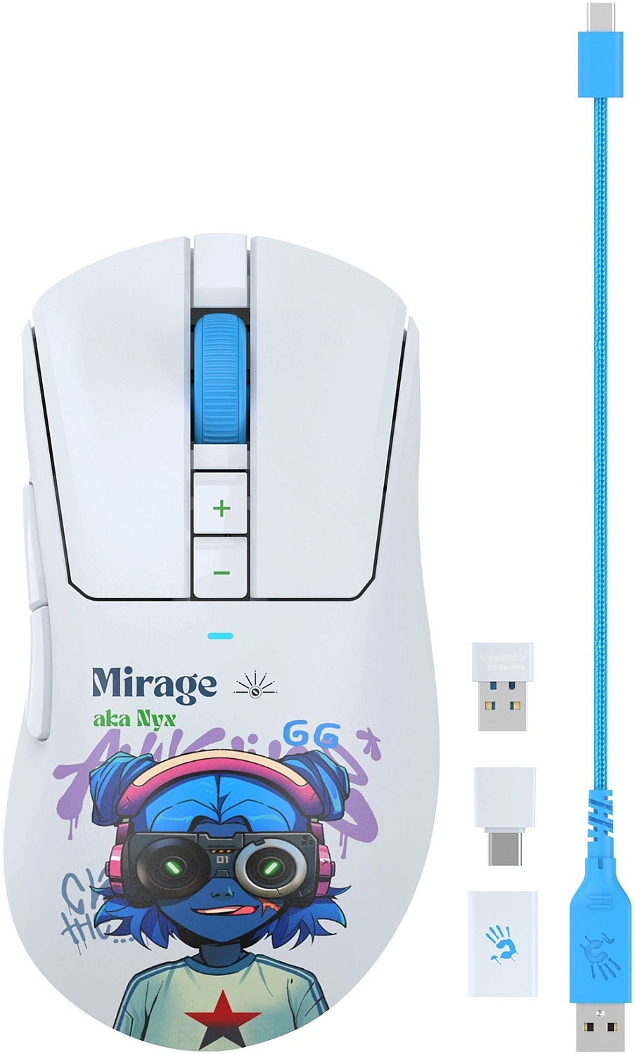 Мышь A4Tech Bloody R73 Pro белый/рисунок оптическая 26000dpi беспров. USB-C 7but (R73 PRO NYX MIRAGE) Мышь A4Tech Bloody R73 Pro белый/рисунок оптическая 26000dpi беспров. USB-C 7but (R73 PRO NYX MIRAGE)