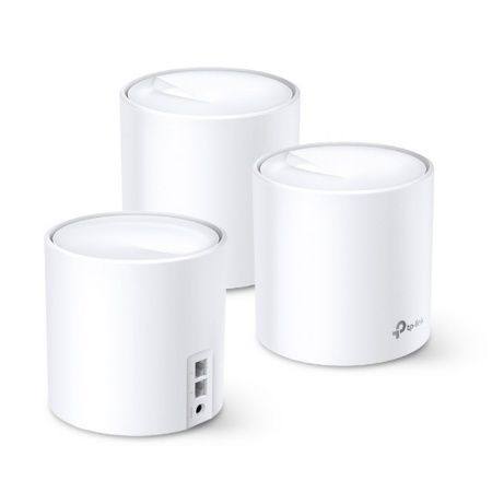 TP-Link Deco X60(3-pack), AX5400 Домашняя Mesh Wi-Fi 6 система, до 574 Мбит/с на 2,4 ГГц + до 4804 Мбит/с на 5 ГГц, 4 встр. антенны, 2 гиг. порта (WAN/LAN)