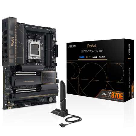 Материнская плата ASUS PROART X870E-CREATOR WIFI AM5 ATX 4xDDR5 3xPCIEx16 4xM.2 3xUSB-C DP HDMI 2.5GLAN 10GLAN 
Wi-Fi 7