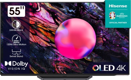 Телевизор OLED Hisense 55" 55A85K черный 4K Ultra HD 120Hz DVB-T DVB-T2 DVB-C DVB-S DVB-S2 WiFi Smart TV (RUS)