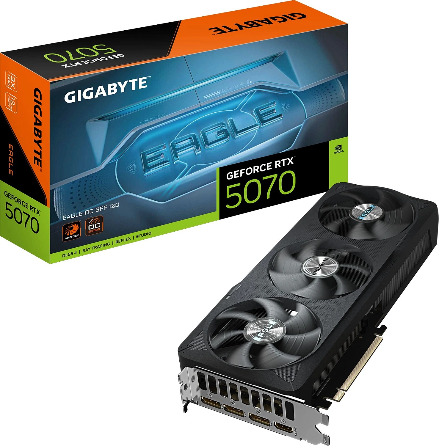Видеокарта Gigabyte PCI-E GV-N5070EAGLE OC-12GD 1.0 NVIDIA GeForce RTX 5070 12Gb 192bit GDDR7 2805/28000 HDMIx1 DPx3 HDCP Ret