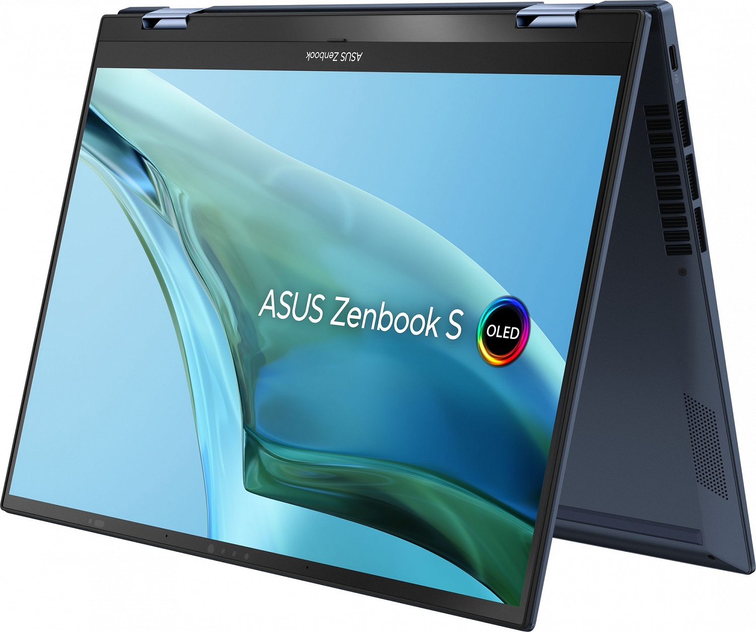 Ноутбук Asus ZenBook Flip S 13 OLED UP5302ZA-LX428W Core i7 1260P 16Gb SSD1Tb Intel Iris Xe graphics 13.3" OLED Touch 2.8K (2880x1800) Windows 11 Home blue WiFi BT Cam Bag (90NB0VV1-M00LA0)