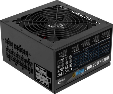 Блок питания Aerocool ATX 850W Integrator Gold 850W Gen.5 80+ gold (20+4pin) APFC 120mm fan LED 6xSATA Cab Manag RTL