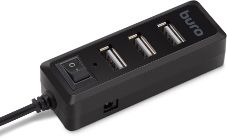 Разветвитель USB 2.0 Buro BU-HUB4-0.5L-U2.0 4порт. черный