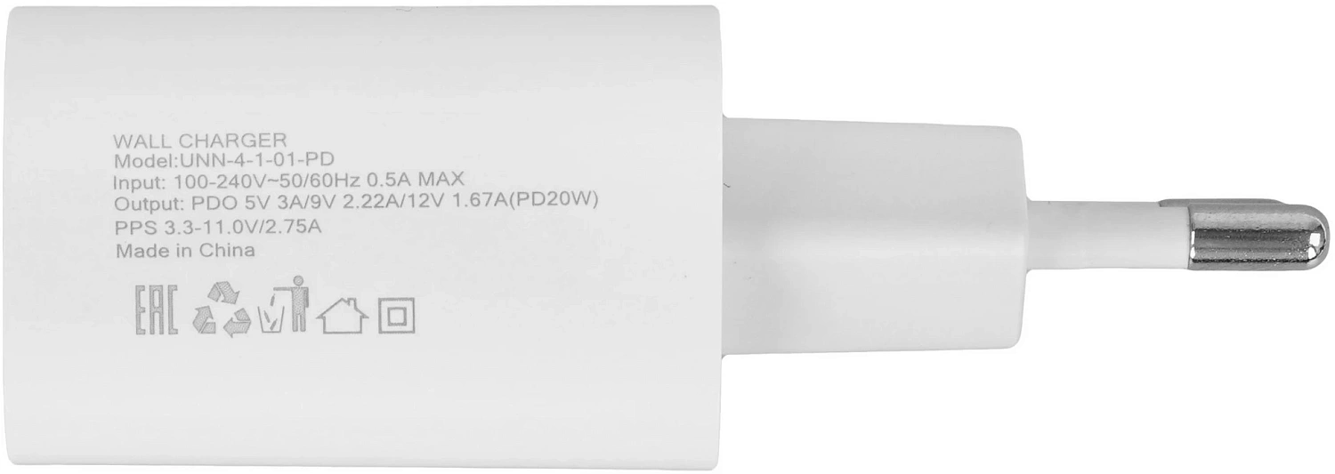Сетевое зар./устр. Wiiix UNN-4-1-01-PD 20W 3A (PD) USB Type-C белый