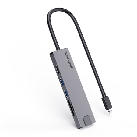 Док-станция Docking Station WAVLINK USB-C  Travel Mini/100W PowerDelivery/ 1xUSB3.0/1xUSB2.0/1xHDMI 4K 30HZ/1xGigabit LAN/SD/Micro SD Card Reader