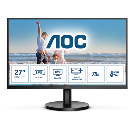 Монитор AOC 27" Q27B3MA черный VA LED 16:9 HDMI матовая 300cd 178гр/178гр 2560x1440 75Hz DP 2K 3.82кг