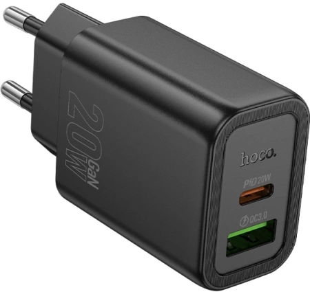 Сетевое зар./устр. Hoco N61 Gentle 20W 3A (PD+QC) черный (44235)