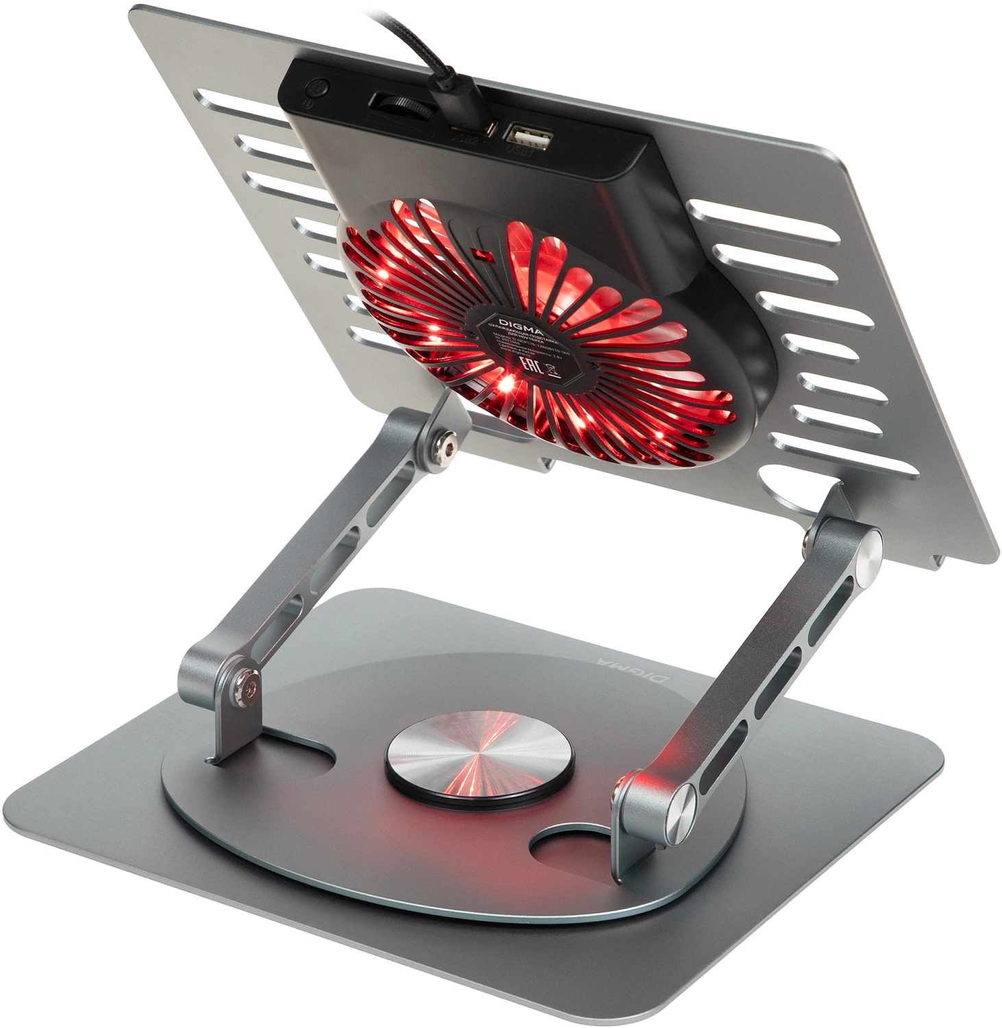 Подставка для ноутбука Digma D-NCP170-1xRGB110-360 17" 240x230x50мм 2xUSB 1x алюминий серый Подставка для ноутбука Digma D-NCP170-1xRGB110-360 17" 240x230x50мм 2xUSB 1x алюминий серый