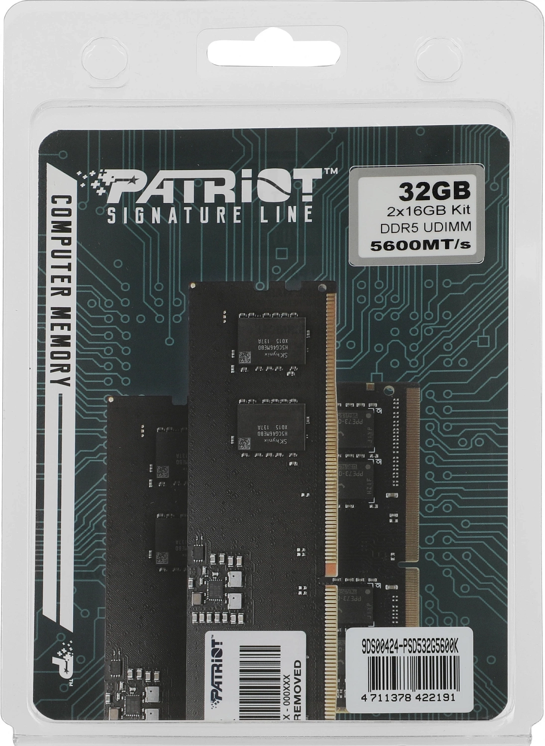 Оперативная память Patriot SL DDR5 DIMM 32GB 5600MHz CL46 KIT 2*16GB 40-40-40-77 1.1V