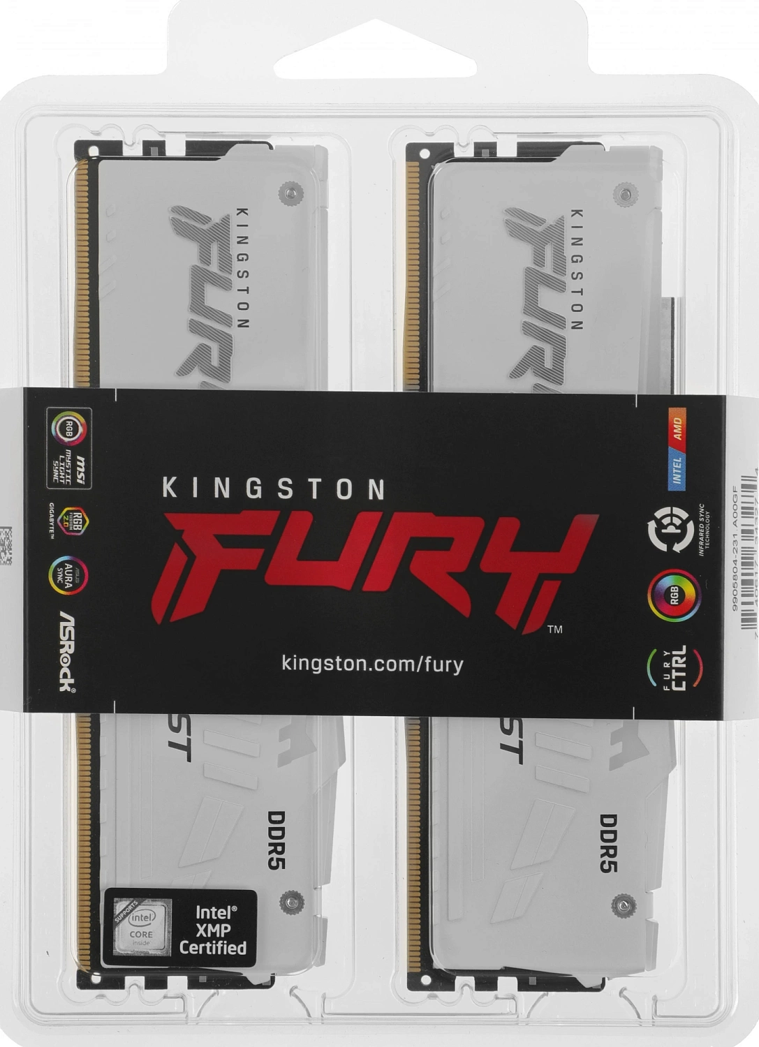 Память DDR5 2x32GB 6000MHz Kingston KF560C30BWAK2-64 Fury Beast RGB RTL Gaming PC5-48000 CL30 DIMM 288-pin 1.4В kit single rank с радиатором Ret