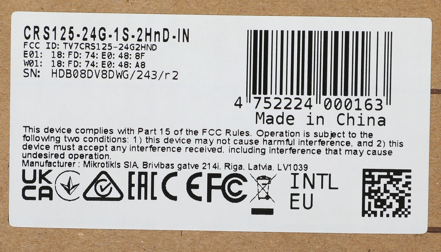 Коммутатор MikroTik CRS125-24G-1S-2HND-IN 24G 1SFP управляемый