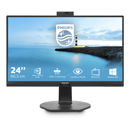 Монитор LCD 23.8'' [16:9] 1920х1080(FHD) IPS, nonGLARE, 75 Hz, 250 cd/m2, H178°/V178°, 1000:1, 50М:1, 16.7M, 5ms, HDMI, DP, USB-C, USB-Hub, Height adj, Pivot, Tilt, Swivel, Speakers, 3Y, Black