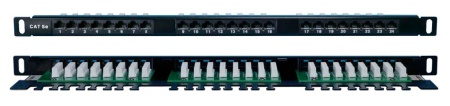 Патч-панель Hyperline PPHD-19-24-8P8C-C5E-110D 19" 0.5U 24xRJ45 кат.5e UTP