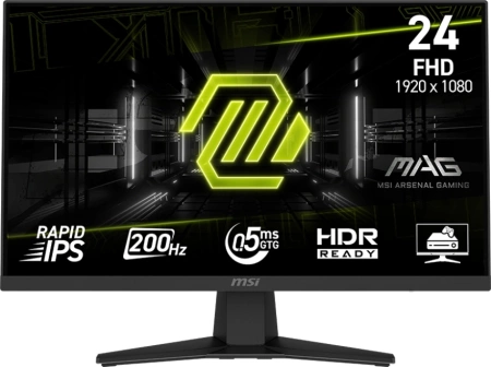 Монитор 23.8" MSI MAG 244F Black (Rapid IPS, 1920x1080, HDMI+DP, 0.5 ms, 178°/178°, 300 cd/m, 1000:1, 200Hz)
