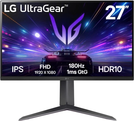 Монитор LG 27" UltraGear 27GS65F-B черный IPS LED 16:9 HDMI матовая HAS 400cd 178гр/178гр 1920x1080 180Hz FreeSync DP FHD 7.2кг